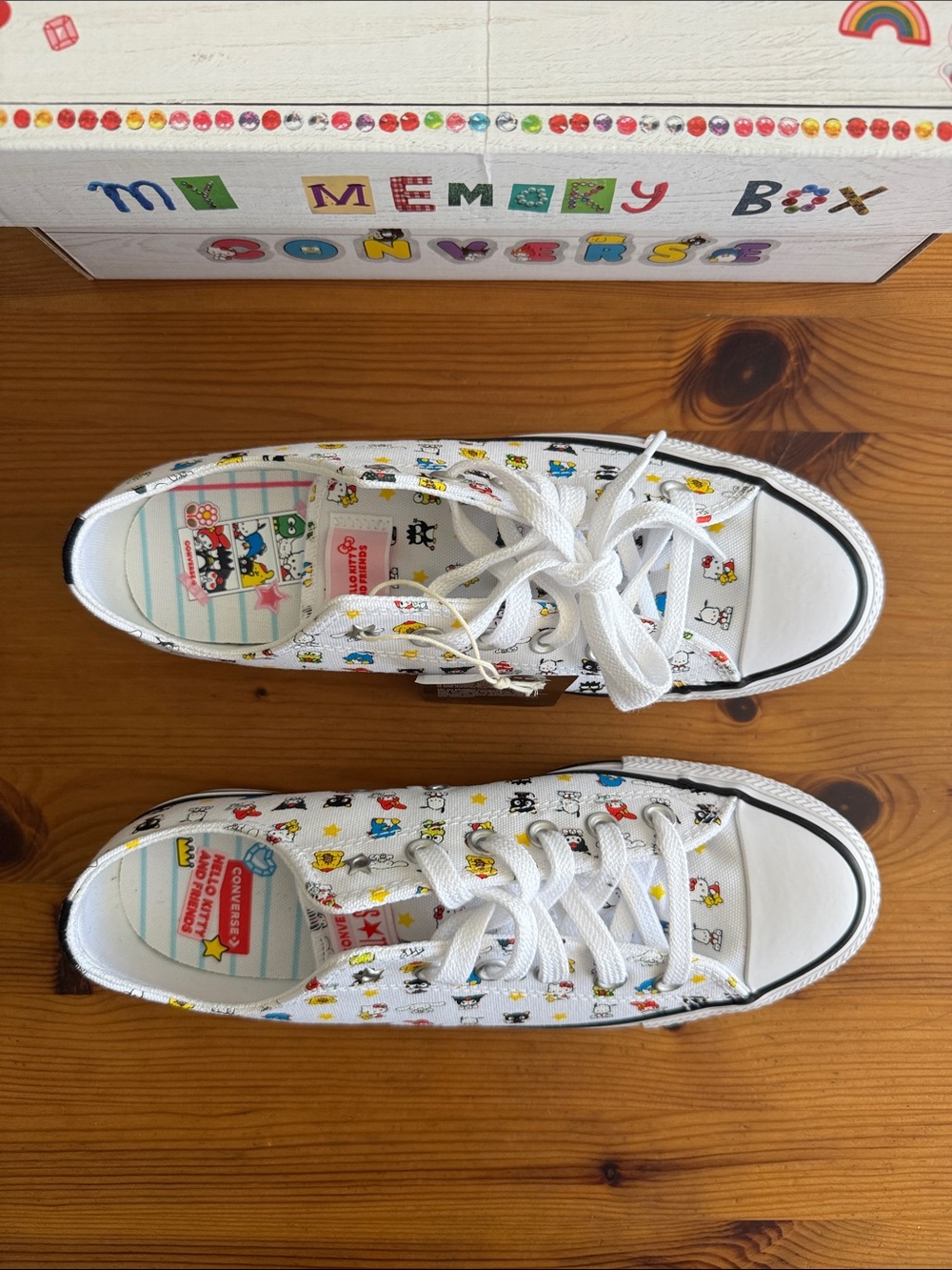 Converse White Low Top Sneakers with Multicolor Hello Kitty and Friends Print - Picture 3 of 13
